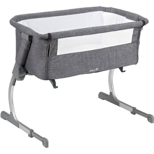 Berço Portátil Acoplado Side by Side – Cinza / Marrom